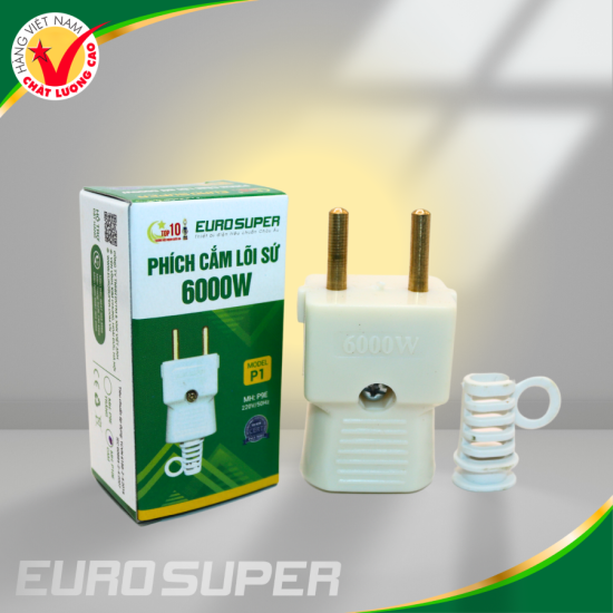 PHÍCH CẮM LÕI SỨ 6000W TRẮNG, CAM 