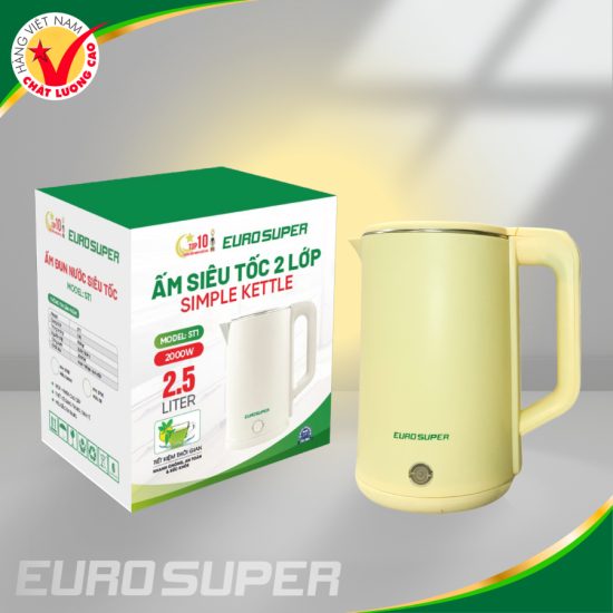 ẤM SIÊU TỐC 2 LỚP 2,5L SIMPLE  KETTLE MÀU BE 