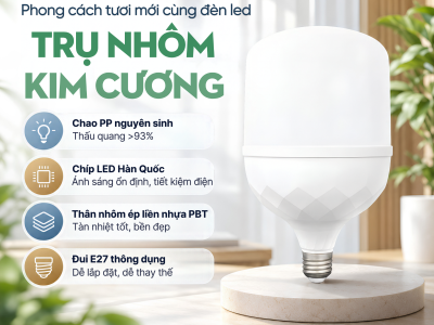 PHONG CÁCH TƯƠI MỚI CÙNG ĐÈN LED TRỤ NHÔM KIM CƯƠNG EUROSUPER