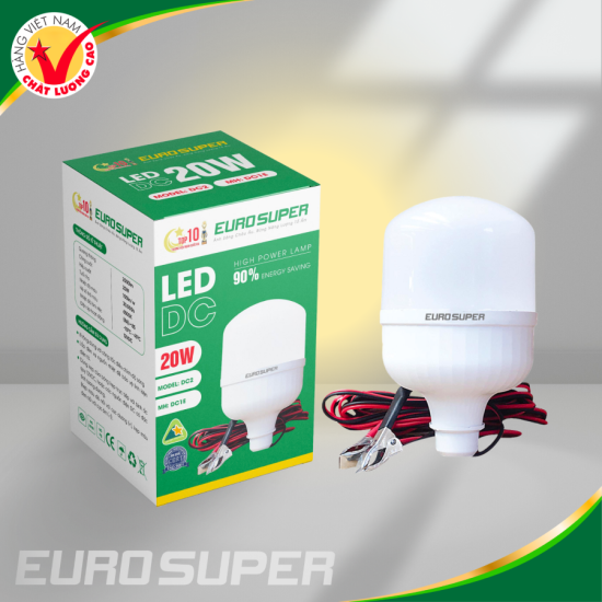 ĐÈN LED TRỤ DC 20W 12V - KẸP BÌNH ÁC QUY