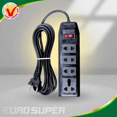 Ổ CẮM 3 CỬA MÀU ĐEN 1500W DÂY 5M