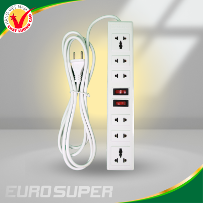 Ổ CẮM ĐA NĂNG 6 CỬA 2500W DÂY 5M MÀU TRẮNG