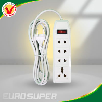 Ổ CẮM 4 CỬA MÀU TRẮNG 1500W DÂY 5M