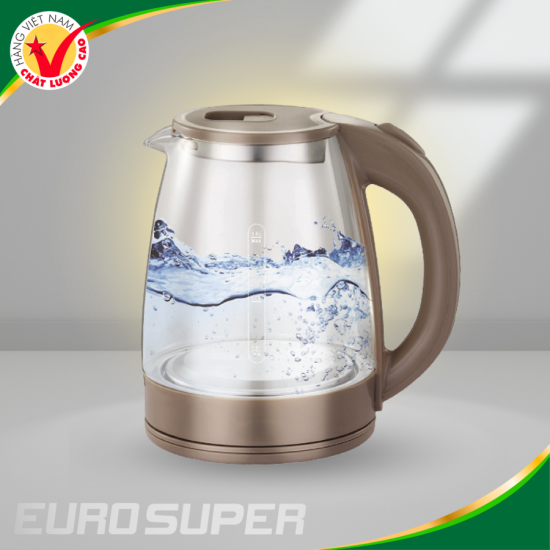 ẤM SIÊU TỐC THUỶ TINH 1,8L VIỀN NÂU
