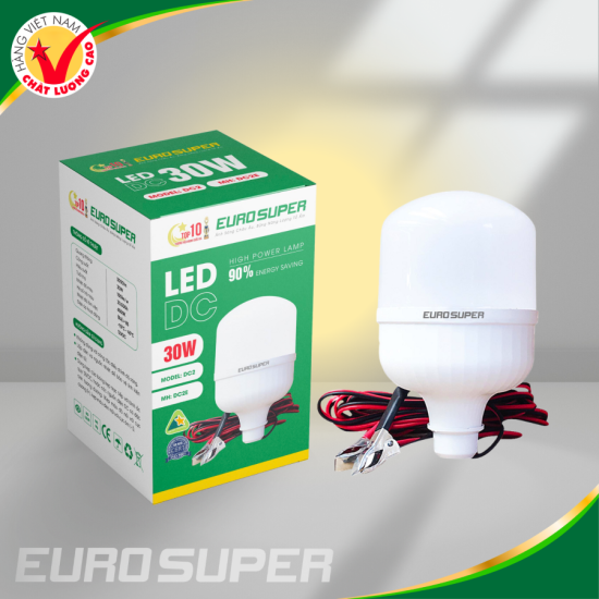 ĐÈN LED TRỤ DC 30W 12V - KẸP BÌNH ÁC QUY