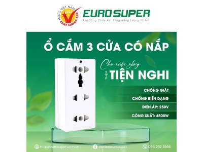 Ổ CẮM 3 CỬA CÓ MÀNG CHE - BẢO VỆ SỰ AN TOÀN CHO GIA ĐÌNH BẠN ​